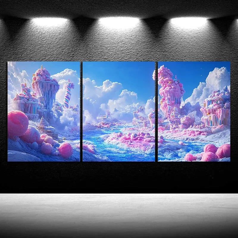 3pcs Ice Cream Candy Paradise Metal Print Ready to Hang Art