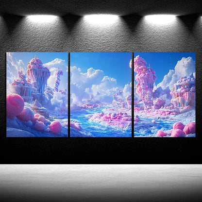 3pcs Ice Cream Candy Paradise Metal Print Ready to Hang Art