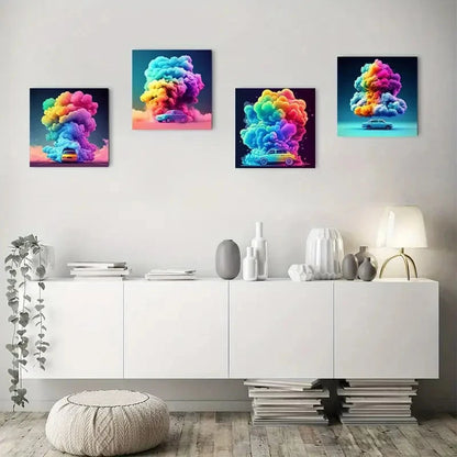 4pcs Rainbow tobacco Wall Art Canvas Framed