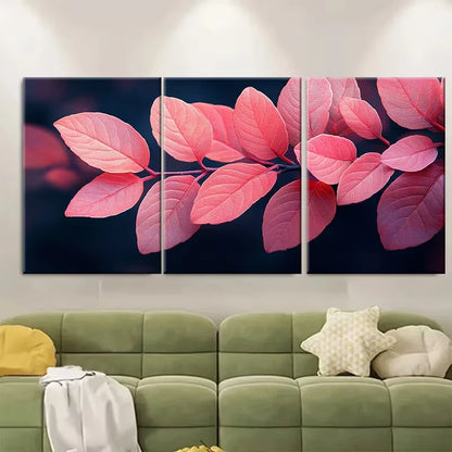 3pcs Pink Skeleton Leaves Metal Print Ready to Hang Art