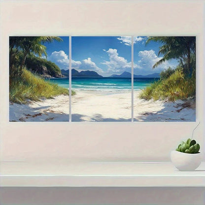 3pcs Whitehaven Beach Tropical Surfing Scene Metal Print Ready to Hang Art