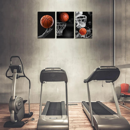 3pcs Basketball Theme Classic Modern Style Metal Print Ready to Hang Art