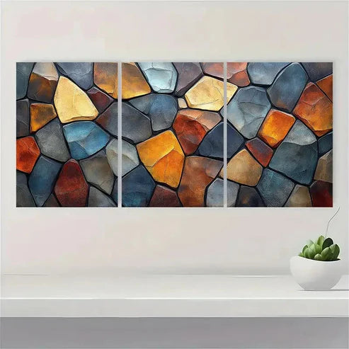 3pcs Century Polygon Pattern Sketch Abstract V Wall Art Set Canvas Unframed - High Quality Print 100% Australian Made Wall Canvas - Bella Home Decor