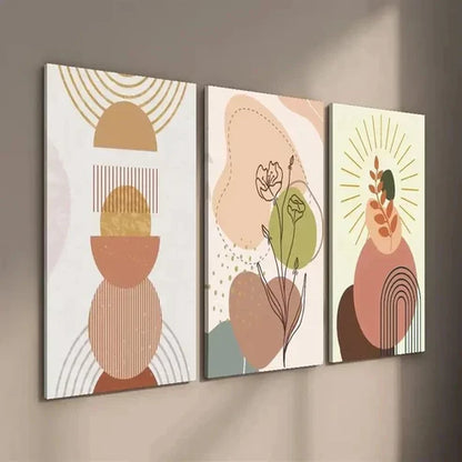 3pcs Modern Bohemian Geometric Floral Wall Art Set Canvas Unframed - High Quality Print 100% Australian Made Wall Canvas