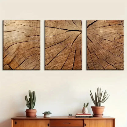 3pcs Tree Silhouette Art with Age and Cracks Metal Print Ready to Hang Art