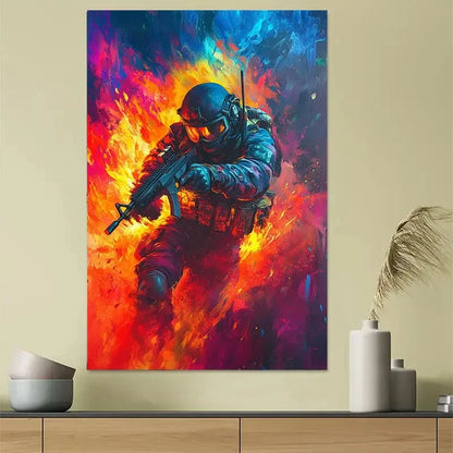 Flame Special Forces Military Abstract Poster 40x60cm Metal Print Ready to Hang