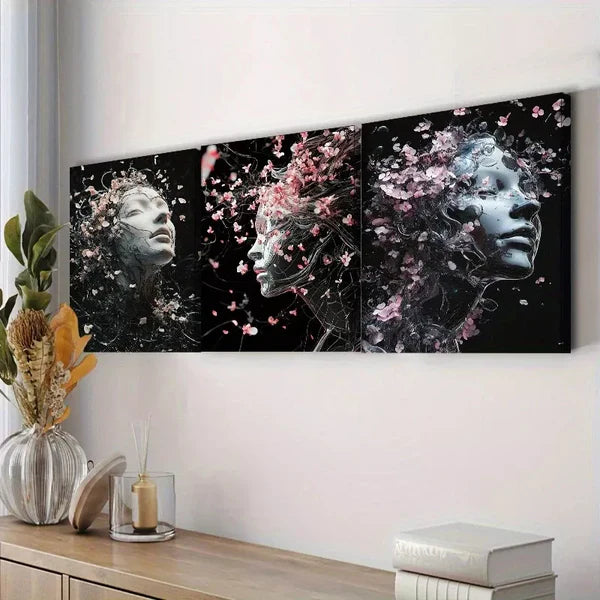3pcs Ethereal Figure In Dark Background Wall Art Set Canvas Framed 60x90cm - High Quality Print 100% Australian Made Wall Canvas Ready to Hang