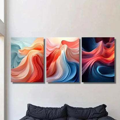 3pcs Floral Designs in Blue Pink and Orange Wall Art Set Canvas Unframed - High Quality Print 100% Australian Made Wall Canvas