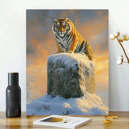 Majestic Tiger, Basking in The Golden Glow of Sunrise 40x60cm Metal Print Ready to Hang