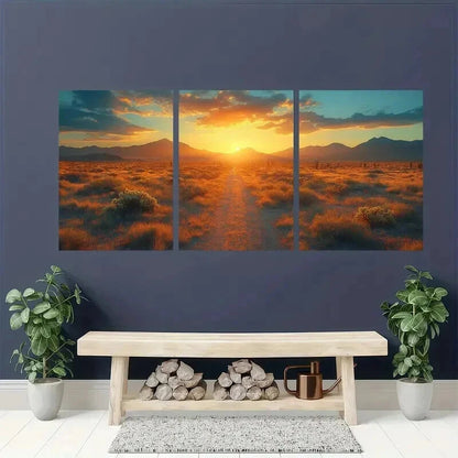 3pcs Cactus & Mountain Ranges Landscape Wall Art Set Canvas Framed 40x60cm - High Quality Print 100% Australian Made Wall Canvas Ready to Hang