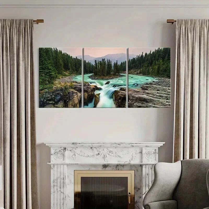 3pcs Natural Landscape Forest Waterfall Wall Art Set Canvas Framed 40x60cm - High Quality Print 100% Australian Made Wall Canvas Ready to Hang