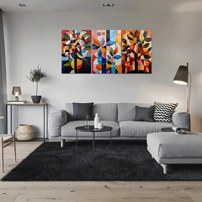 3pcs Colorful Geometric Painting Metal Print Ready to Hang Art