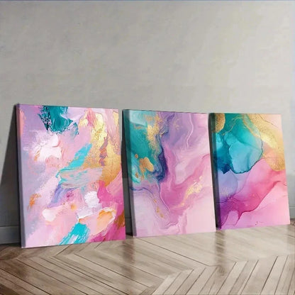3pcs Featuring Abstract Colorful Designs Wall Art Set Canvas Framed 40x60cm - High Quality Print 100% Australian Made Wall Canvas Ready to Hang