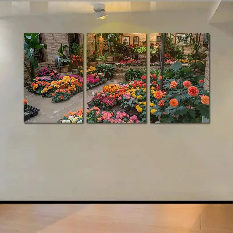 3pcs Beautiful And Vibrant Indoor Flower Garden Wall Art Set Canvas Framed 60x90cm - High Quality Print 100% Australian Made Wall Canvas Ready to Hang