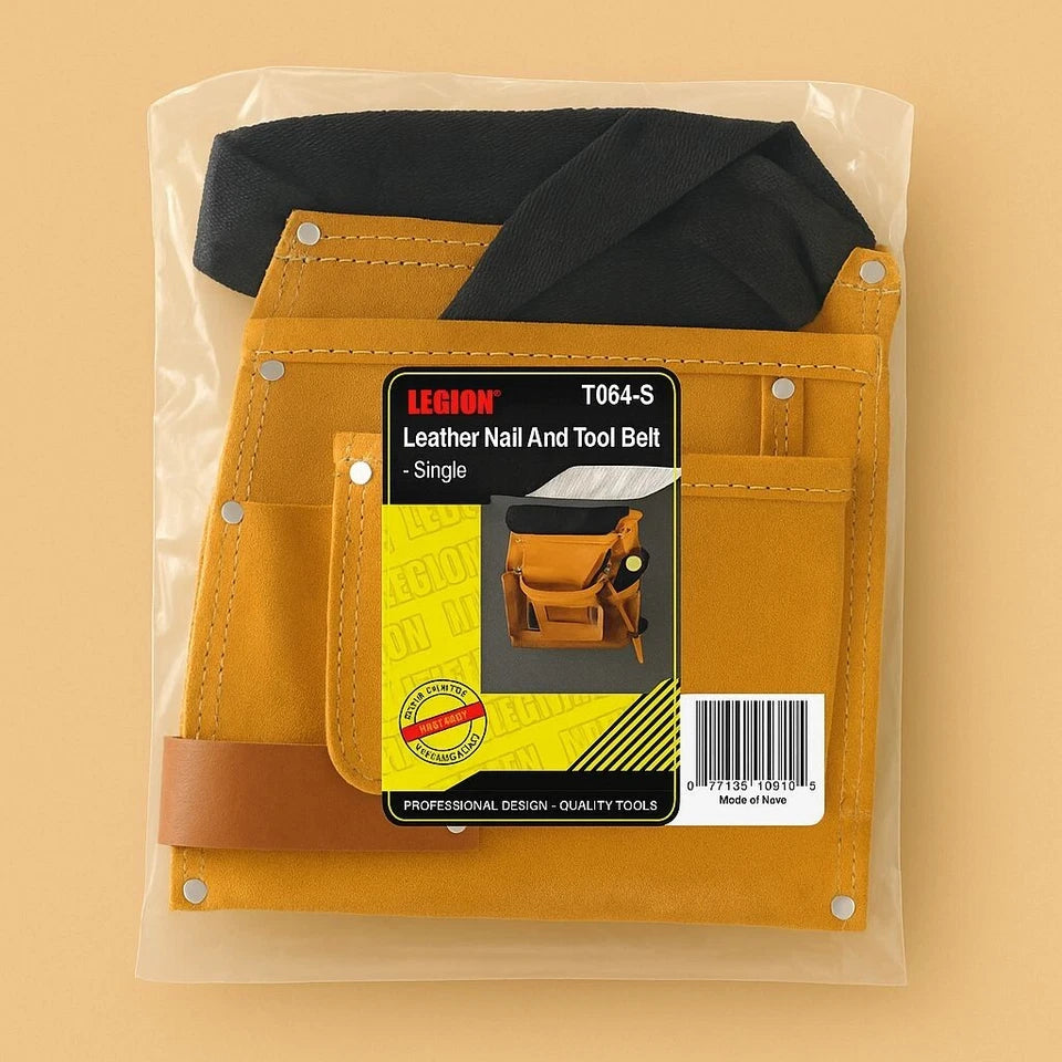 Premium Leather Nail Bag - Heavy-Duty Construction Tool Pouch for Professionals
