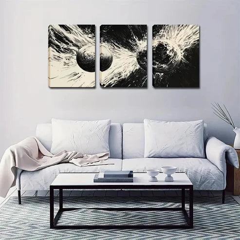 3pcs Abstract Glowing Spheres Triptych Wall Art Set Canvas Unframed - High Quality Print 100% Australian Made Wall Canvas