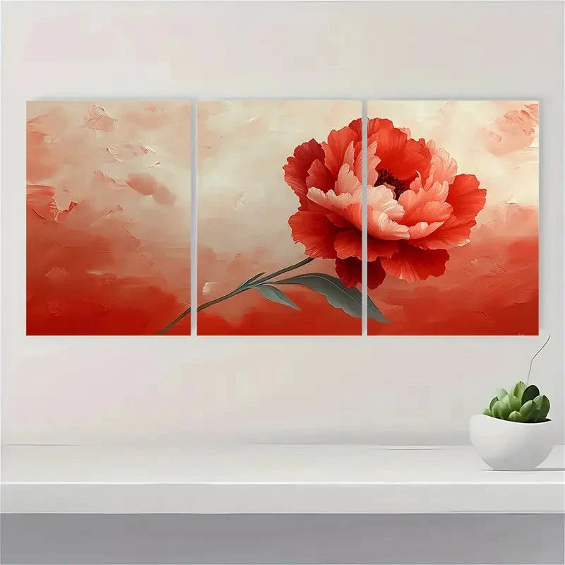 3pcs Two Toned Carnation Beige Perfect Wall Art Set Canvas Framed 40x60cm - High Quality Print 100% Australian Made Wall Canvas Ready to Hang