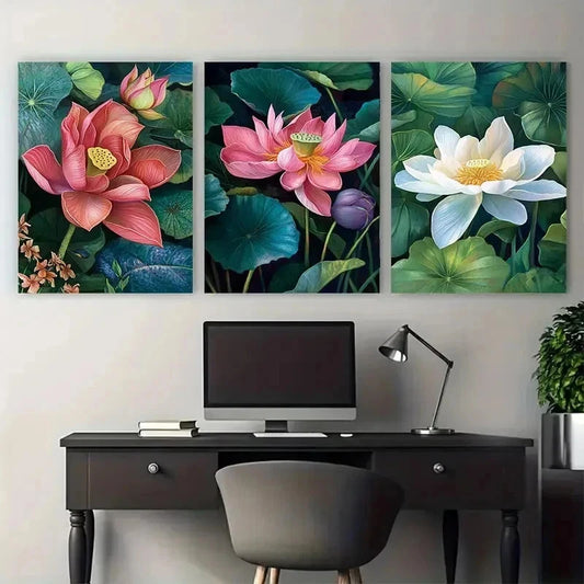 3pcs Sri Lanka Tropical Décor Floral Perfect Wall Art Set Canvas Framed 60x90cm - High Quality Print 100% Australian Made Wall Canvas Ready to Hang