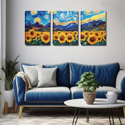 3pcs Vibrant Sunflower Minimalist Décor Perfect Wall Art Set Canvas Framed 40x60cm - High Quality Print 100% Australian Made Wall Canvas Ready to Hang