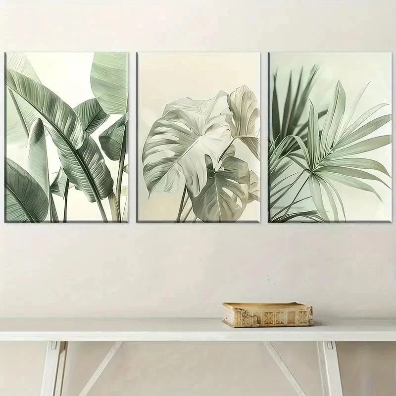 3pcs Natural Plant Leaves Simple Lands Perfect Wall Art Set Canvas Framed 40x60cm - High Quality Print 100% Australian Made Wall Canvas Ready to Hang