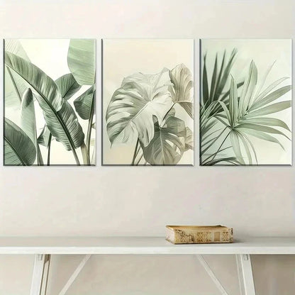 3pcs Natural Plant Leaves Simple Lands Perfect Wall Art Set Canvas Framed 40x60cm - High Quality Print 100% Australian Made Wall Canvas Ready to Hang