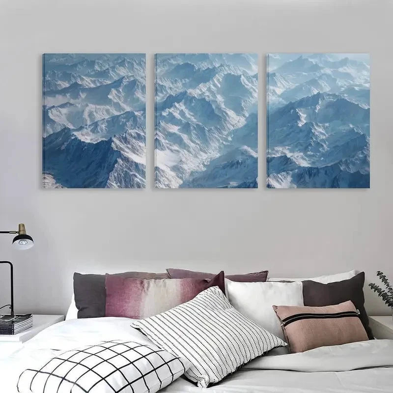 3pcs Mount Everest Mountains Sharp Peaks Wall Art Set Canvas Framed 60x90cm - High Quality Print 100% Australian Made Wall Canvas Ready to Hang