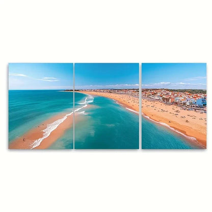 3pcs Praia da Oura Albufeira Artwork TO Wall Art Set Canvas Framed 50x70cm - High Quality Print 100% Australian Made Wall Canvas Ready to Hang