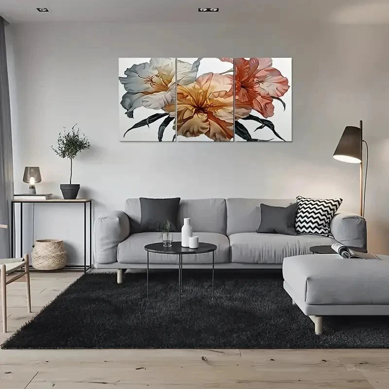 3pcs Modern Floral Painting Green Leaves Metal Print Ready to Hang Art