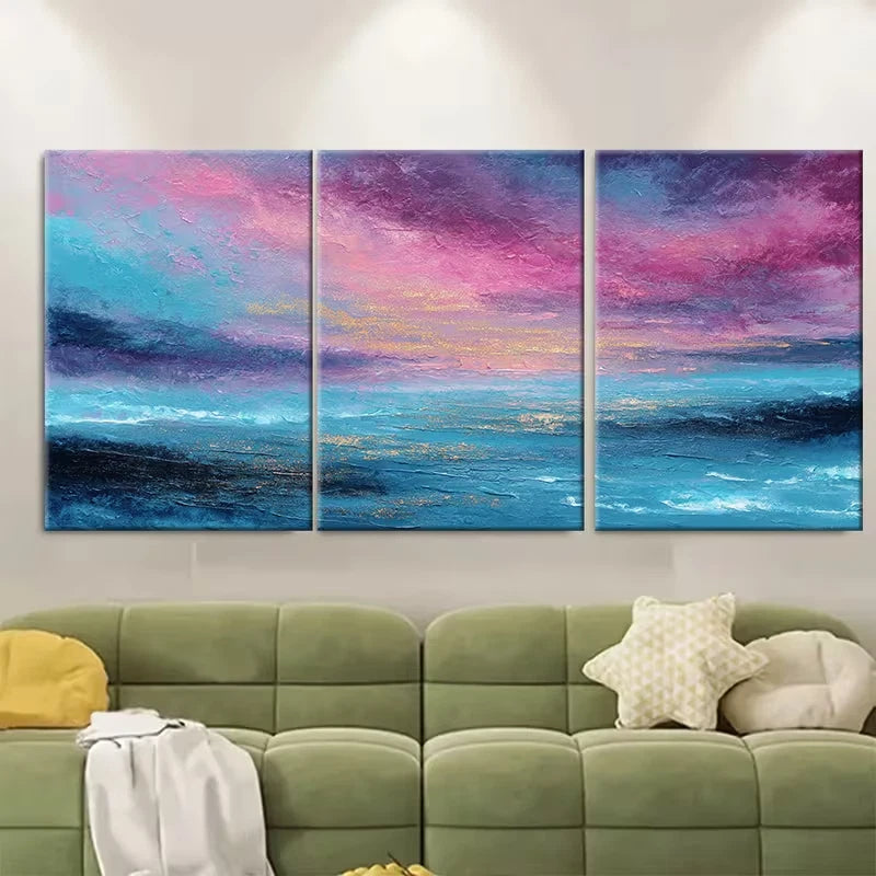 3pcs Abstract Ocean Landscape Metal Print Ready to Hang Art
