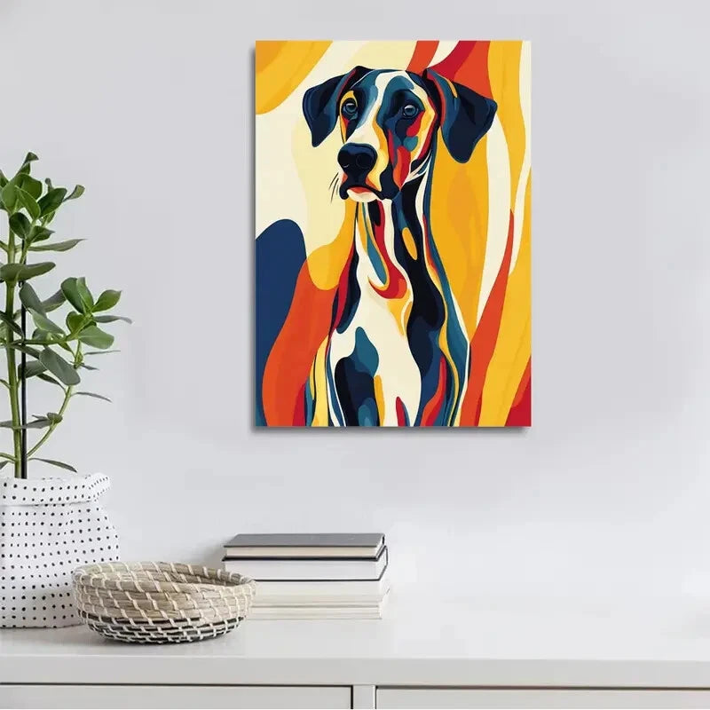 Beautiful Abstract Art Long Dog Pattern Painting  40x60cm Metal Print Ready to Hang