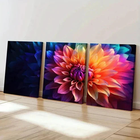 3pcs Abstract Colorful Flower Painting Wall Art Set Canvas Unframed - High Quality Print 100% Australian Made Wall Canvas