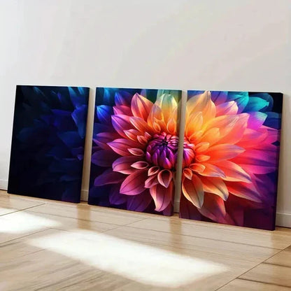 3pcs Abstract Colorful Flower Painting Wall Art Set Canvas Unframed - High Quality Print 100% Australian Made Wall Canvas