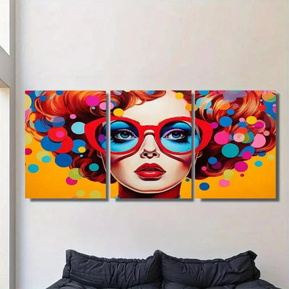 3pcs Vibrant Orange, Blue, and Green Palette Metal Print Ready to Hang Art