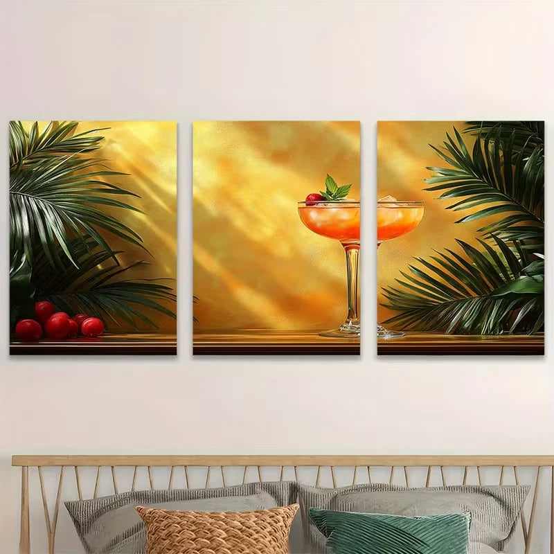 3pcs Sip Me Baby One More Time Retro Cocktail Metal Print Ready to Hang Art