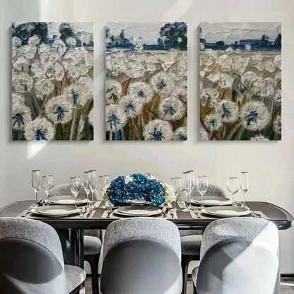 3pcs Blue & White Dandelion Landscape Wall Art Set Canvas Framed 40x60cm - High Quality Print 100% Australian Made Wall Canvas Ready to Hang