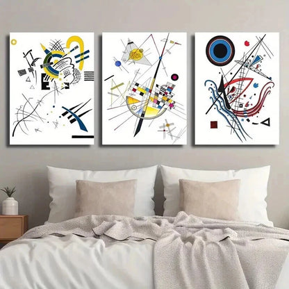 3pcs Wassily Kandinsky Geometric Perfect Wall Art Set Canvas Framed 40x60cm - High Quality Print 100% Australian Made Wall Canvas Ready to Hang