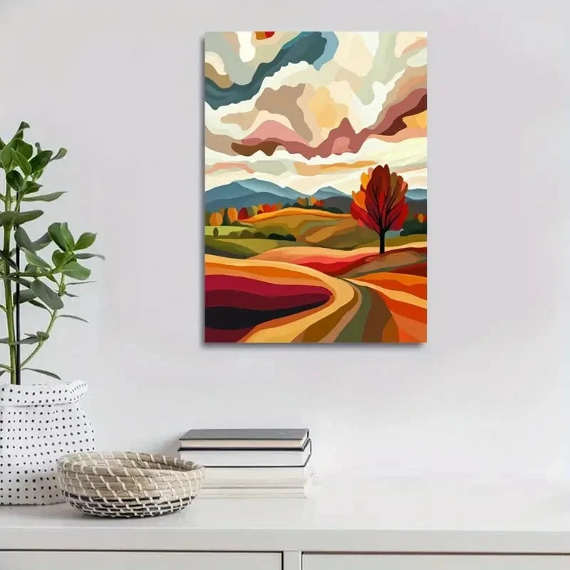 Abstract Contemporary Log Landscape Painting 40x60cm Metal Print Ready to Hang