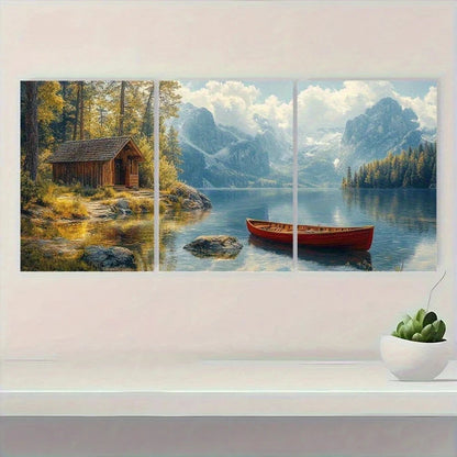 3pcs Beautiful Selawik Lake House Metal Print Ready to Hang Art