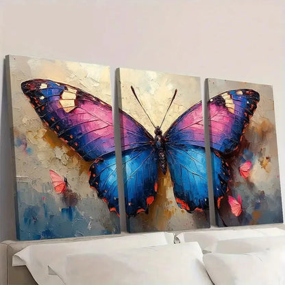 3pcs Butterfly Painting with Kits Wall Art Set Canvas Framed 60x90cm - High Quality Print 100% Australian Made Wall Canvas Ready to Hang