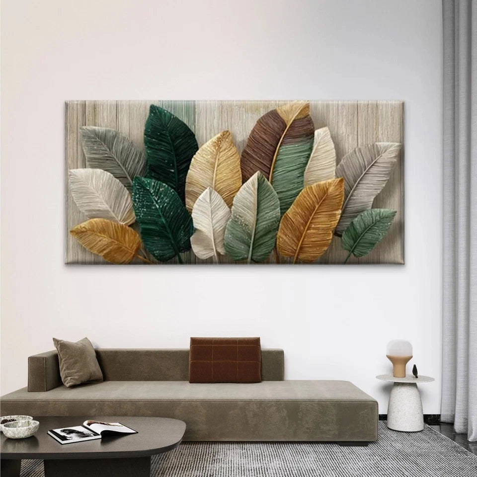 Multicolor Natural Leaf Design Wall Art Canvas Office Home Room Framed 120x60cm
