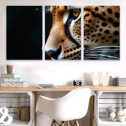 3pcs Leopard Close-Up Portrait Wall Art Set Canvas Framed 60x90cm - High Quality Print 100% Australian Made Wall Canvas Ready to Hang