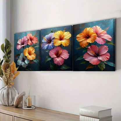 3pcs   Hibiscus Flowers Canvas Floral  Wall Art Set Canvas Framed 40x60cm - High Quality Print 100% Australian Made Wall Canvas Ready to Hang