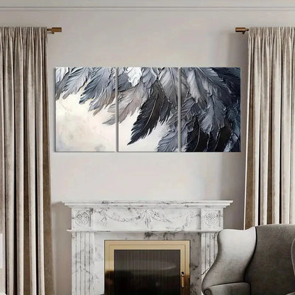 3pcs Unique Pattern Abstract Feather Art Wall Art Set Canvas Framed 60x90cm - High Quality Print 100% Australian Made Wall Canvas Ready to Hang