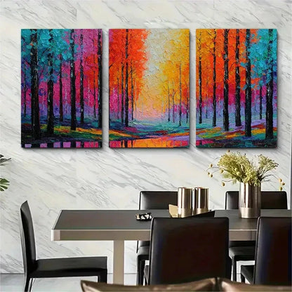 3pcs Autumn Sunset Forest Nature Perfect  Wall Art Set Canvas Framed 40x60cm - High Quality Print 100% Australian Made Wall Canvas Ready to Hang