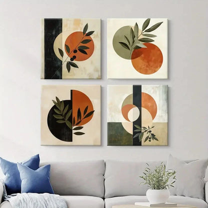 4pcs Botanical Square Wall Art Canvas Framed