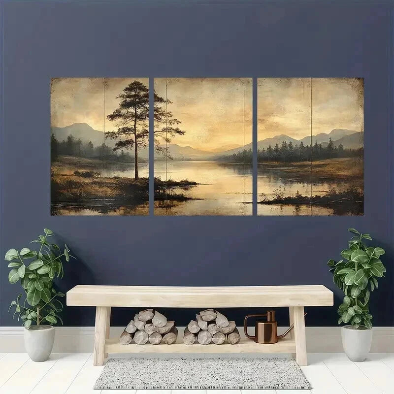 3pcs Serene Countryside Landscape Wall Art Set Canvas Framed 40x60cm - High Quality Print 100% Australian Made Wall Canvas Ready to Hang