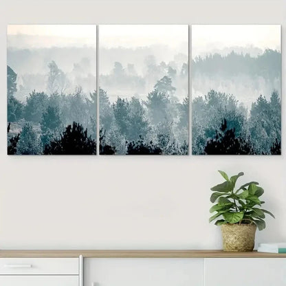 3pcs Winter Scene Trees Snow Capped Metal Print Ready to Hang Art