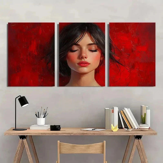 3pcs Abstract Colorful Woman Perfect Wall Art Set Canvas Framed 40x60cm - High Quality Print 100% Australian Made Wall Canvas Ready to Hang