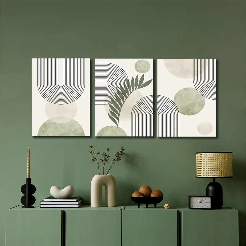 3pcs Modern Abstract Geometric Wall Art Set Canvas Framed 40x60cm - High Quality Print 100% Australian Made Wall Canvas Ready to Hang
