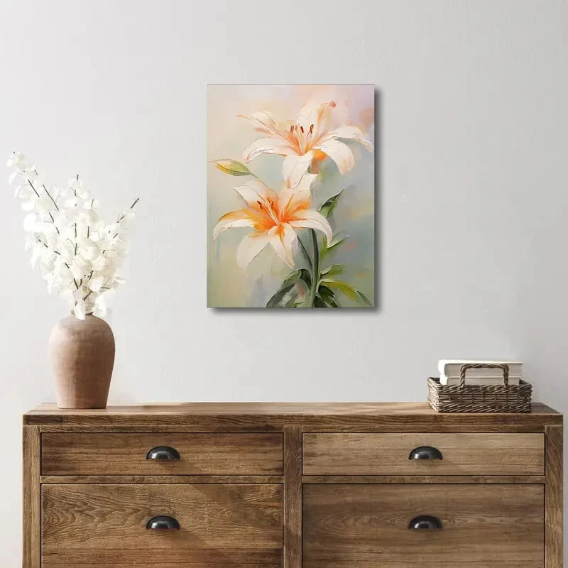 Beautiful Elegant Lily Flower Painting 40x60cm Metal Print Ready to Hang